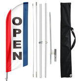 FSFLAG feather flag front view showing bold colors and tall visibility to attract customers