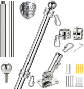 FUCNEN front view of complete flag pole kit showing professional finish and components