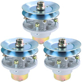 FULAIGE front view of 3-pack spindle kit showing complete assemblies and pulleys, confirms fit
