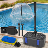 FUMAK front view of complete pond filter and fountain kit, easy setup benefit