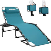 FUNDANGO lounge chair front view showing cyan fabric and full support benefit