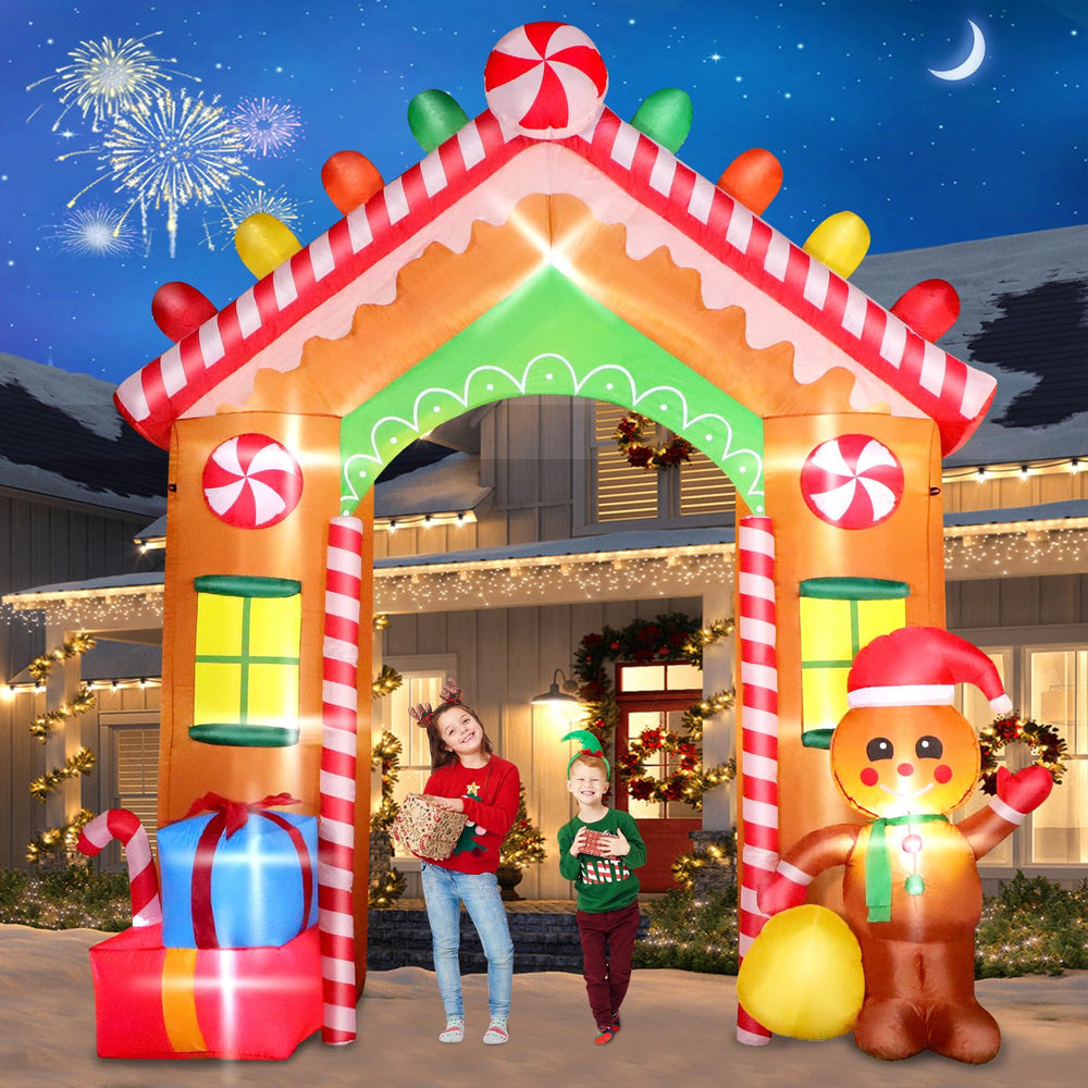 FunFanso front view of gingerbread arch bright entrance appeal