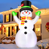 FunFanso front view of 7 ft snowman glowing, bright curb appeal