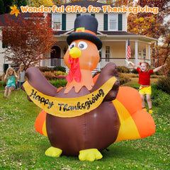 FunFanso turkey lit at night demonstrating built-in LEDs that brighten yard