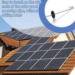 Funrous clips installed on solar panel edge preventing animal access
