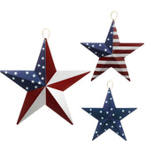 Funrous front view of three patriotic stars for immediate porch impact