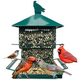 FUNWILDLIFE front view showing full feeder and 360° perches for more birds