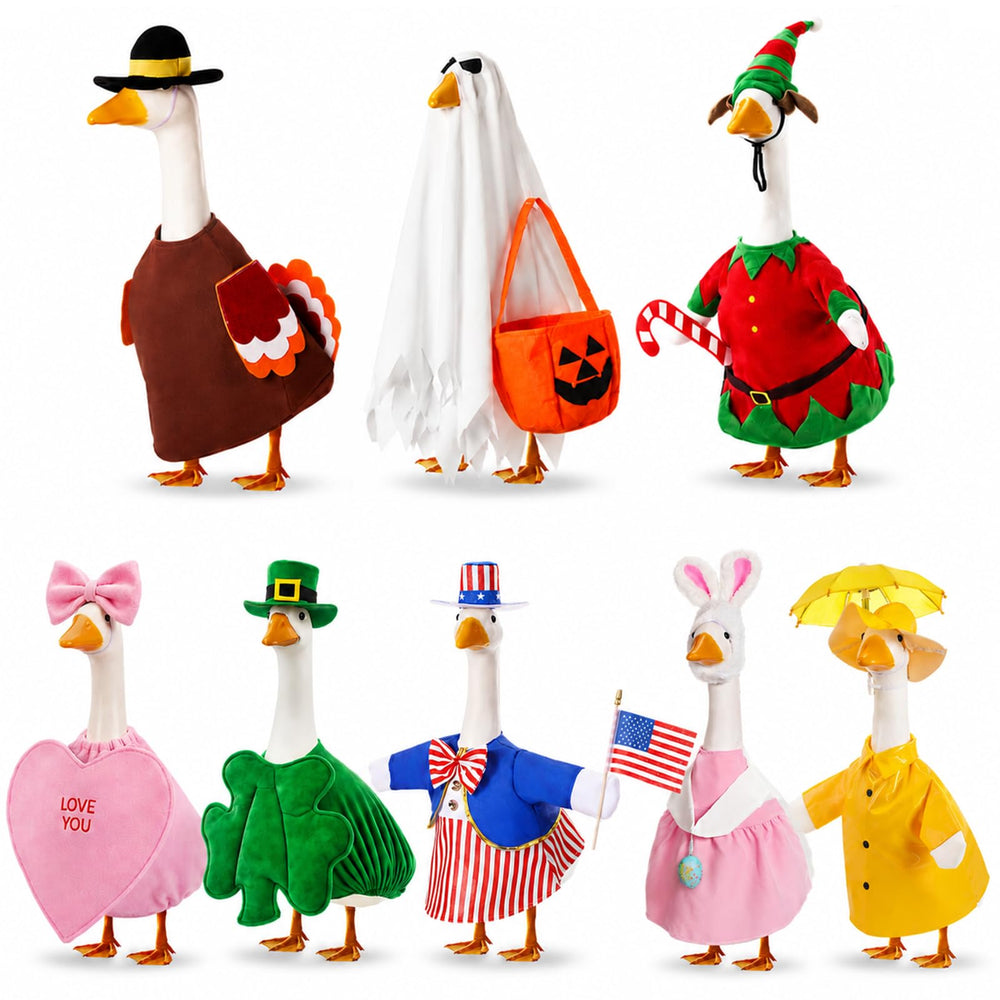 FuWeave front packaging showing eight holiday goose outfits and convenience