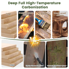 Fuzzipet wood grain finish close-up showing painted carbonized surface and weather protection