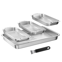 G.a HOMEFAVOR front view of full three-piece grill basket set showing organized grilling benefit