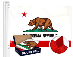 G128 California flag front view showing clear embroidered bear and star for impressive display