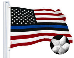 G128 flag front view showing bold Blue Lives Matter emblem and vivid colors for clear support