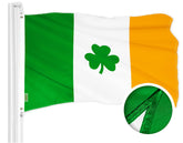 G128 flag front view showing embroidered shamrock and vivid colors for clear display