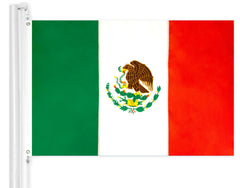 G128 Mexican flag front view showing vibrant colors and clear emblem for proud display