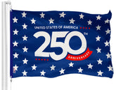 G128 front view of 250th anniversary flag showing clear commemorative design