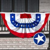 G128 front display of 5x10 fan flag showing bold stars and stripes, ideal curb appeal