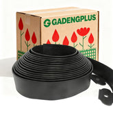 GADENGPLUS front view of rolled 66ft edging kit showing complete package and spikes benefit: ready-to-install