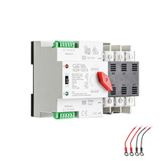 GAEYAELE ATS front panel view showing compact din-rail design and easy access