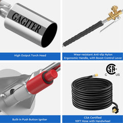 GAGITER torch in use on pavement for chemical-free weed removal and fast results