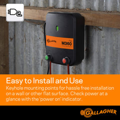 Gallagher M360 QuickCheck LED display closeup providing instant output verification