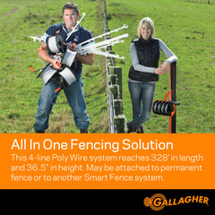 Gallagher post close-up highlighting integrated stakes and tensioning for faster setup