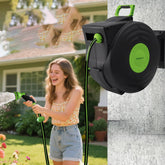 GAOLLY front view of wall-mounted retractable hose reel showing clean storage and space saving