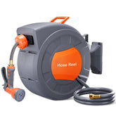 GAOMON front view of retractable hose reel showing compact design and neat storage