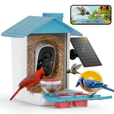 GAOYITK feeder front view showing camera and bird access, clear observation benefit
