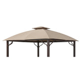 Garden Winds beige canopy front view showing fit and aesthetic benefit