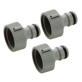 Gardena adapter front view showing compact design and easy hookup benefit