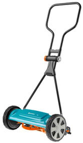 GARDENA front view of mower showing compact design and precise cut