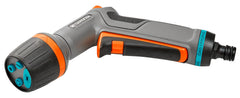 Gardena nozzle front view showing ergonomic body and durable finish