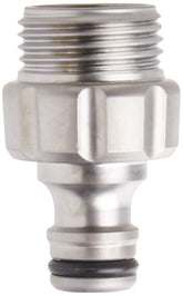 Gardena metal adapter front view showing quick‑connect male end for fast hookups