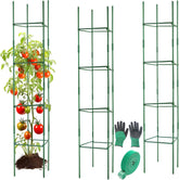 Gardeningwill front packaging showing three adjustable square cages and included accessories for immediate planting
