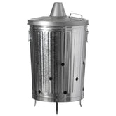 Gardenised front view of incinerator can showing sturdy build and lid for safer burning
