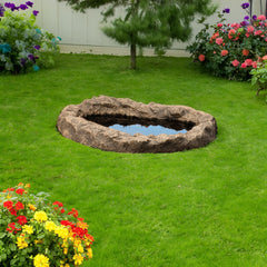 Gardenised pond on patio with seating showing easy outdoor installation benefit