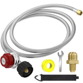 GardenNow front view of regulator hose kit showing connectors and hose, durable setup benefit