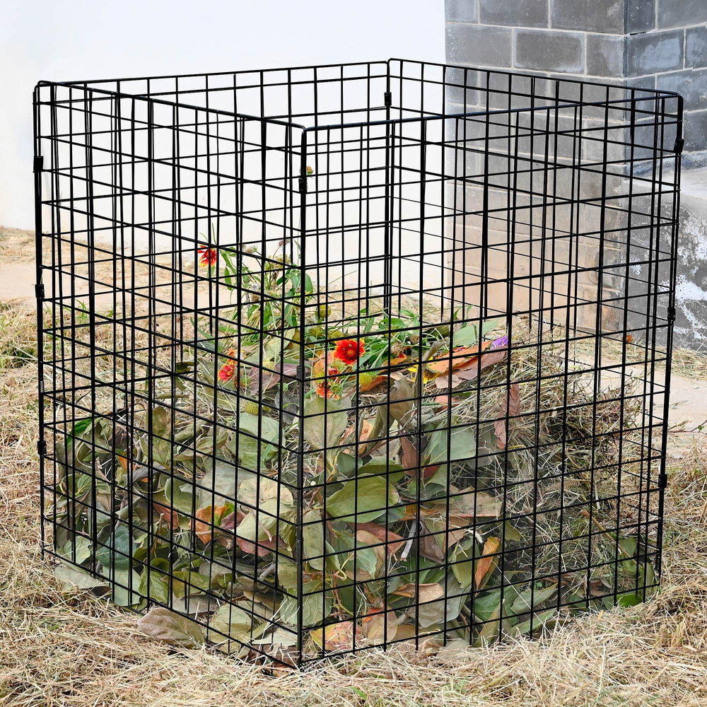 Gardenova front view of square mesh compost bin shows durable frame and neat containment