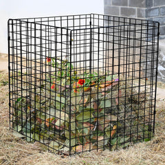 Gardenova front view of square mesh compost bin shows durable frame and neat containment