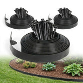 Gardzen front view of 100' edging kit showing compact roll and contents benefits