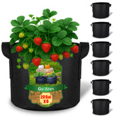 Gardzen front packaging showing six 20 gallon grow bags and included features benefit
