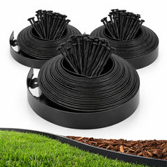 Gardzen front packaging showing complete 3-pack edging kit and spikes for quick setup
