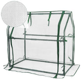 Gardzen front view of assembled mini greenhouse showing protected plants and neat footprint