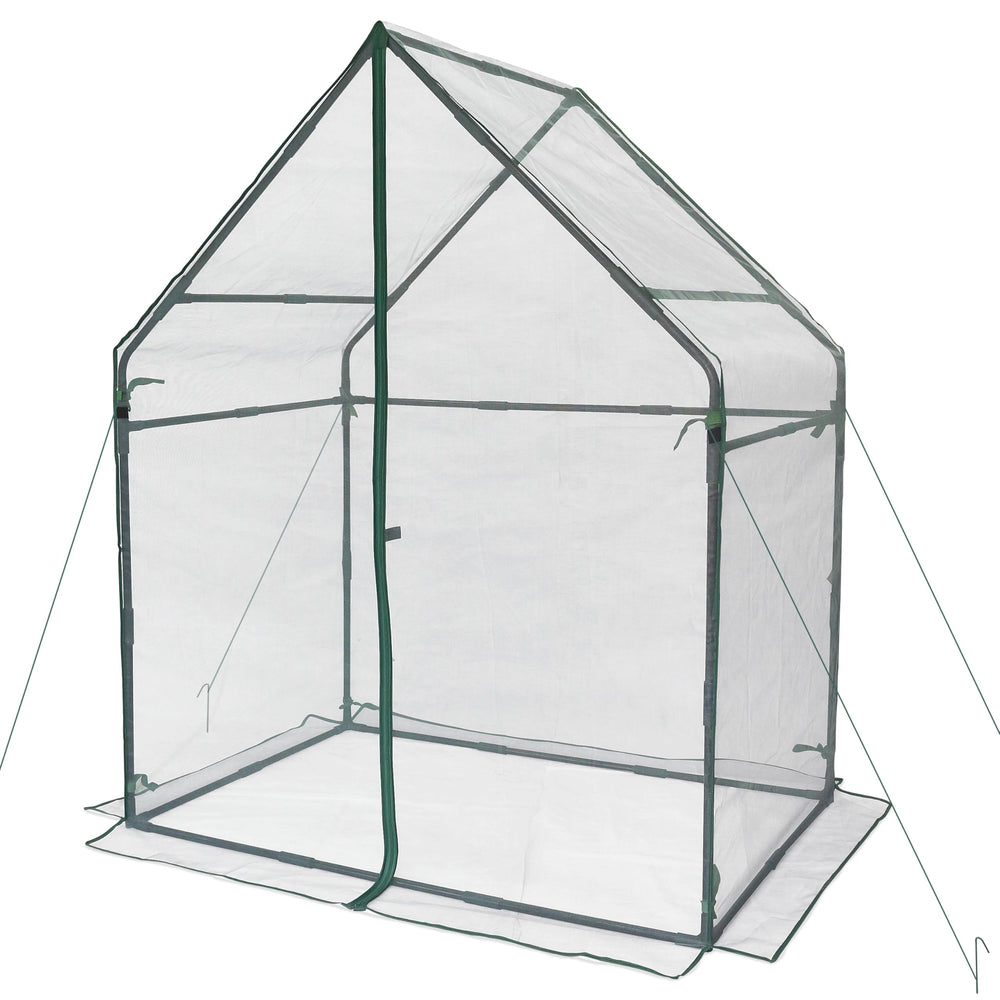Gardzen front view assembled showing full greenhouse protecting plants