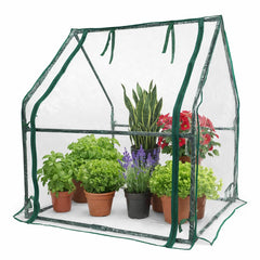 Gardzen front view of mini greenhouse showing full coverage and plant protection
