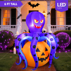 Garma side profile of fully inflated octopus pumpkin showing scale