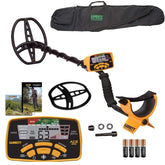 Garrett ACE 400 front view showing detector profile and included bag for easy transport