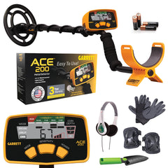 Garrett ACE 200 front view showing detector ready-to-use and portable