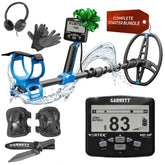 Garrett Vortex VX5 front view showing detector and coil, clear field-ready benefit