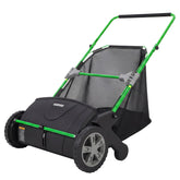 Garvee front view assembled showing wide 21-inch sweeping path and sturdy frame benefits efficient cleanup